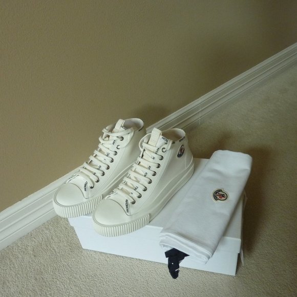 Moncler Women's Lissex Logo High Top Sneakers (White) - NEW IN BOX - Picture 1 of 13